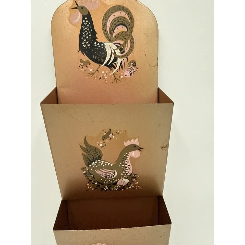MCM Copper 3 Tier Wall Caddy Letter Mail Holder Roosters Vintage Organizer metal